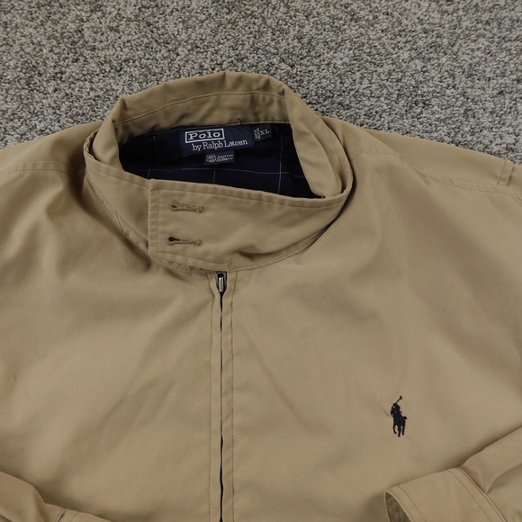 VTG Polo Ralph Lauren Jacket Mens XL Beige Bi Swing Full Zip Lined Bomber Coat - Picture 3 of 10